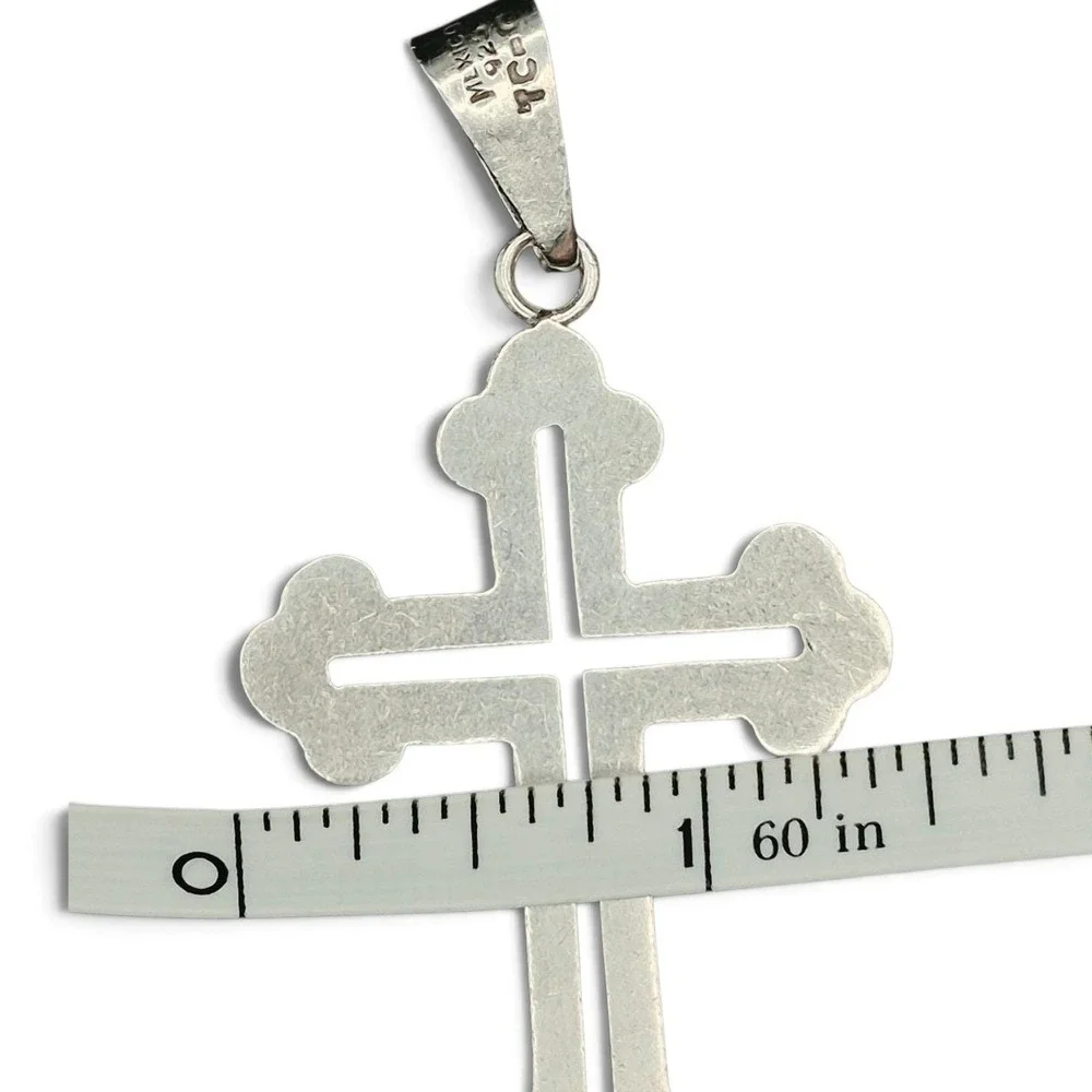Taxco Mexico Sterling Silver Cutout Cross Pendant Men OS Silver Excellent‎ 925